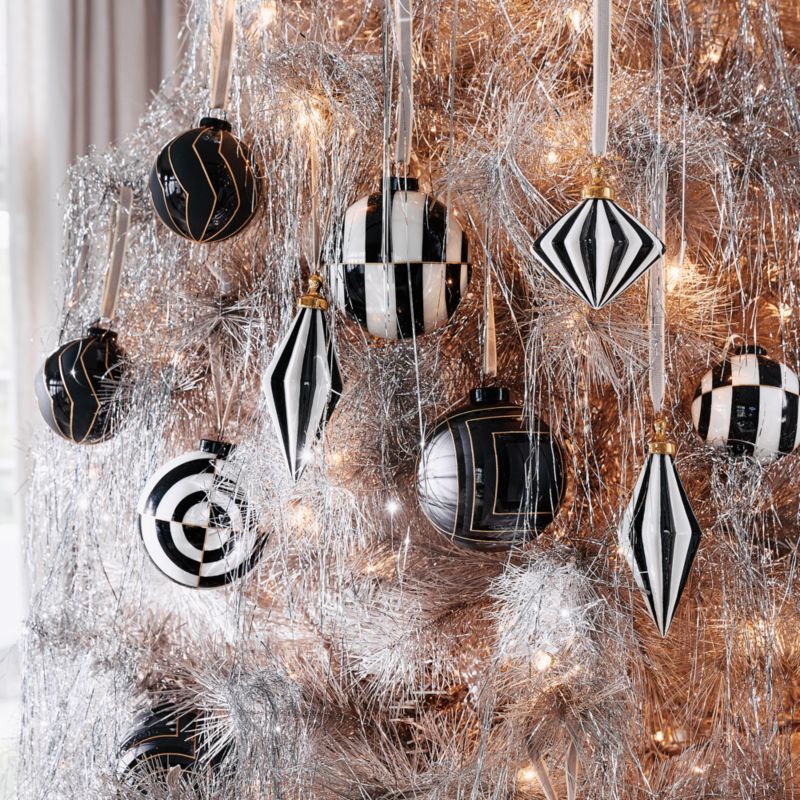 Versailles Black and White Glass Ball Christmas Tree Ornament 3.5" - image 4 of 6