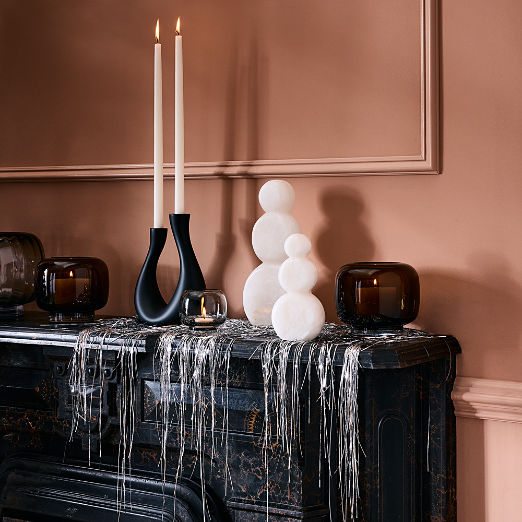 White Alabaster Stone Holiday Snowman 7.75"