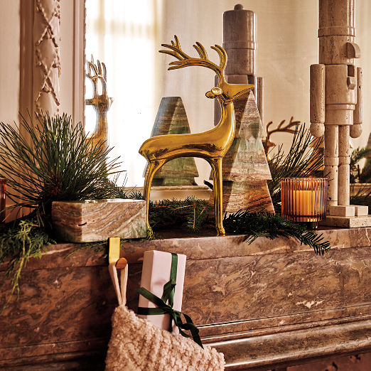 Beige Travertine Christmas Nutcracker 17"