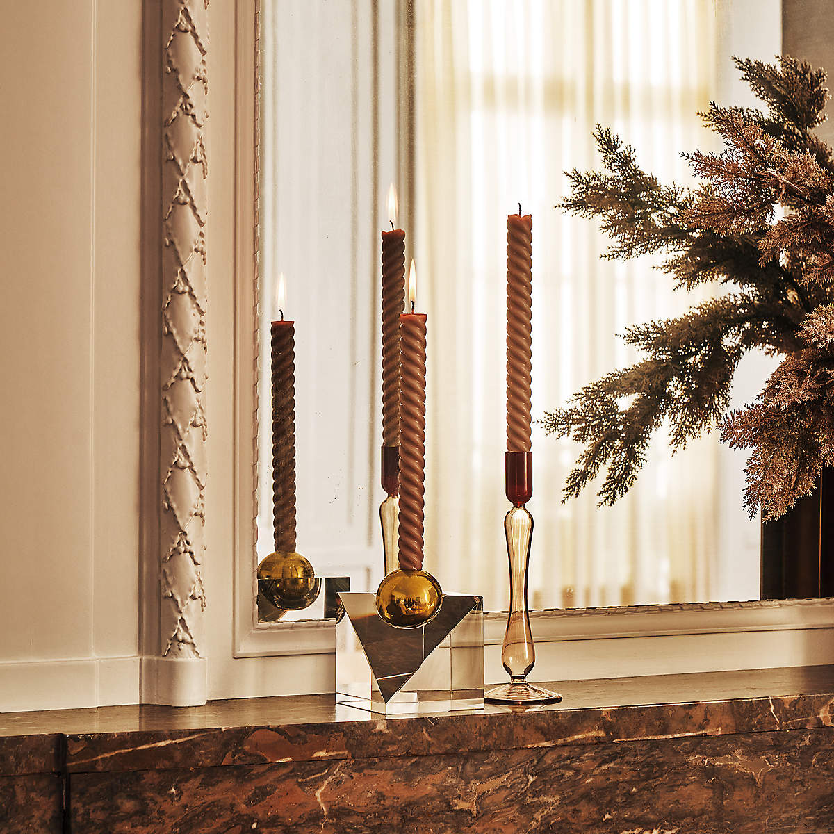 Newton Crystal Glass Ball Taper Candle Holder + Reviews | CB2