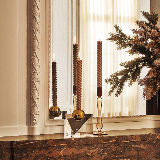 Newton Crystal Glass Ball Taper Candle Holder