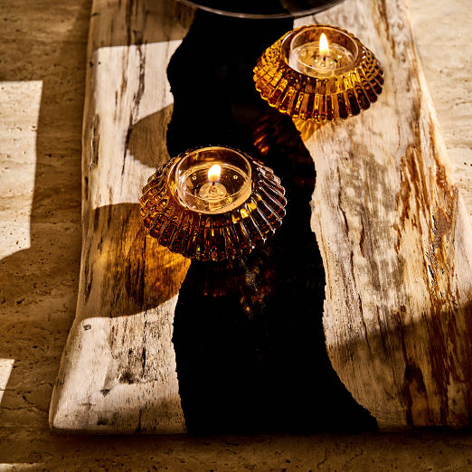Ring Rectangular Petrified Wood and Resin Serving Platter