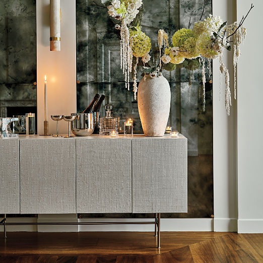 Marfil 60" Ivory Lacquered Grasscloth Media Console