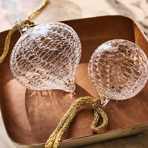 Eira Drop Clear Laced Glass Christmas Tree Ornament 4.75"