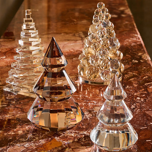 Crystal Glass Christmas Tree Figure 8.25"