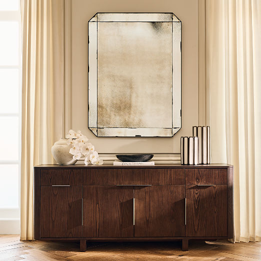 Sureau Antiqued Black Rectangular Wall Mirror 36''x48''