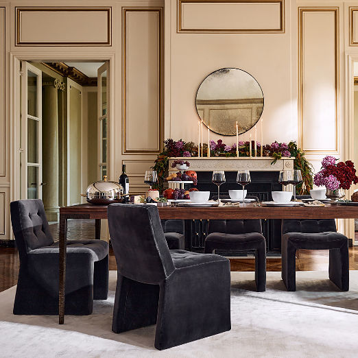 Hank Tufted Charcoal Grey Velvet Dining Chair Set of 4