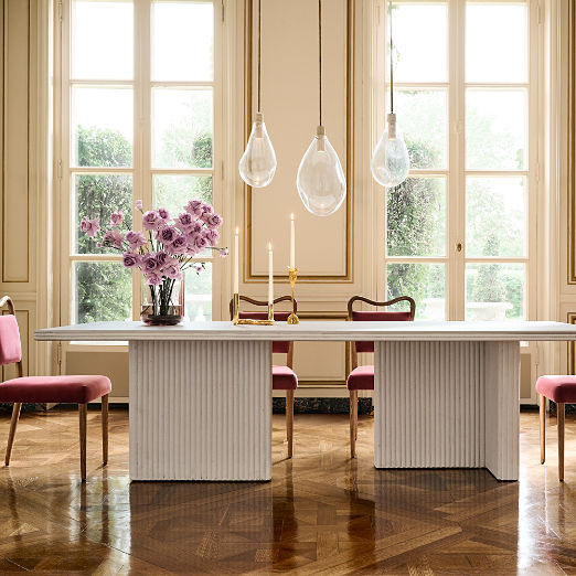 Monte Oak and Rose Velvet Dining Chair