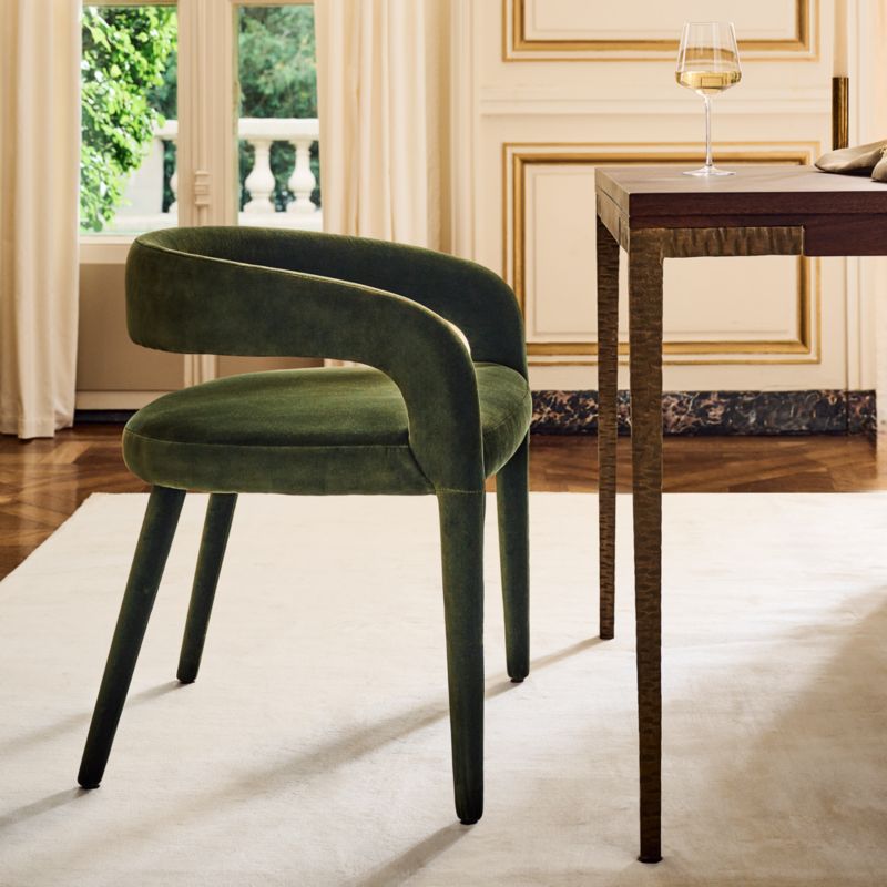 Lisette Forest Green Velvet Dining Armchair - image 2 of 8