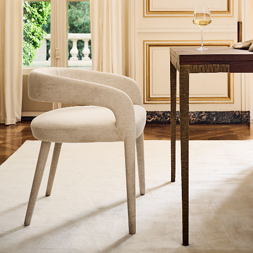 Lisette White Performance Fabric Dining Armchair