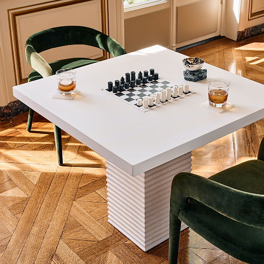 Check White Swirled Resin Game Table