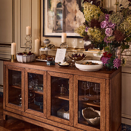 Truman 64" Acacia Wood and Glass Door Credenza