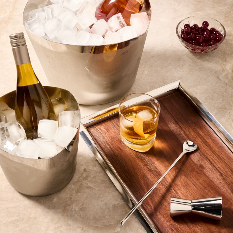 Silhuet Stainless Steel and Wood Cocktail Tray + Reviews | CB2 Canada