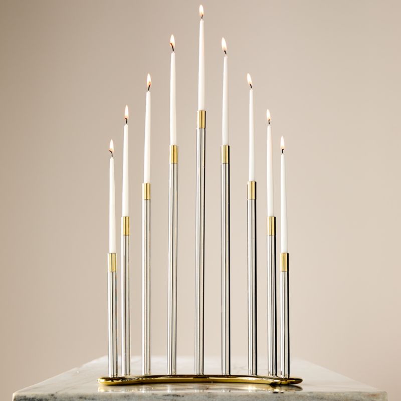 Two-Tone Curved Brass Hanukkah Menorah - image 4 of 5