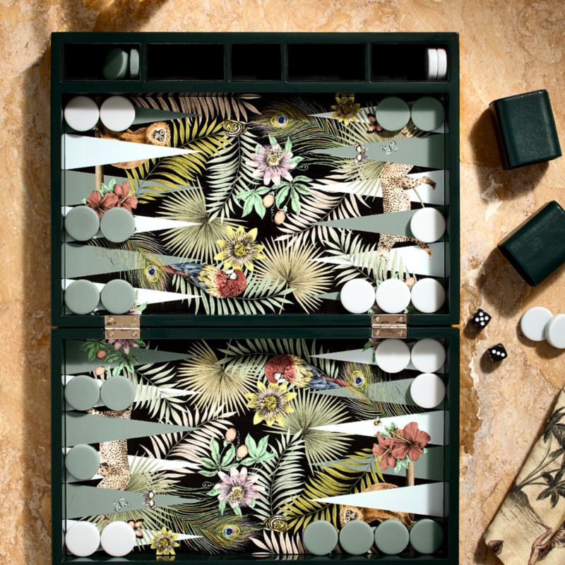 Palm Grove Green Leather Backgammon Set - image 4 of 5