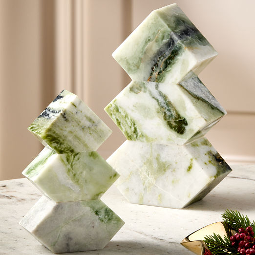 Ajaxe Green Marble Christmas Tree Figures