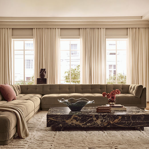 Belmond Tufted Light Brown Velvet Right-Arm Bumper