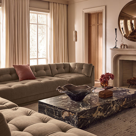 Belmond 3-Piece Light Brown Velvet Sectional Sofa