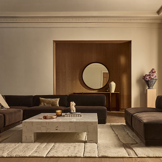 Oriole 4-Piece L-Shaped Dark Brown Performance Velvet Modular Sectional Sofa