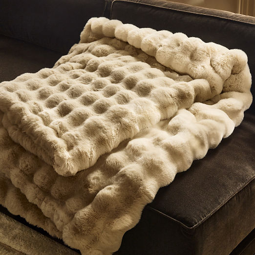Farleigh Warm White Faux Fur Throw Blanket 50"x70"