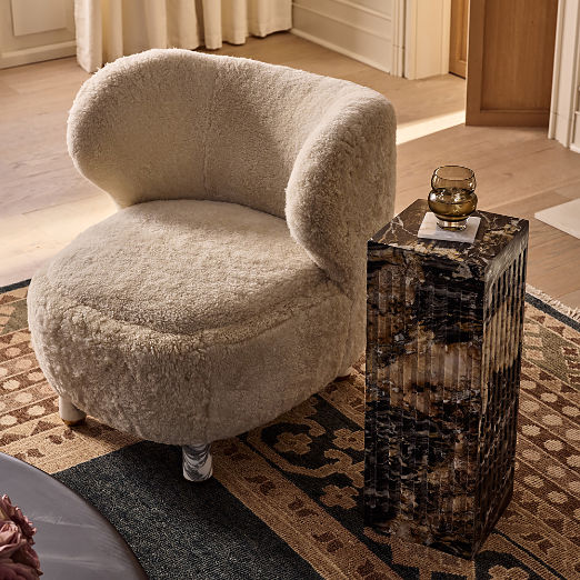 Nadine Shearling Accent Chair with Marble Legs by goop Set of 2