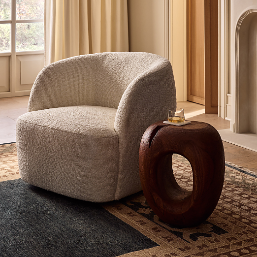 Gwyneth Ivory Boucle Swivel Chair by goop
