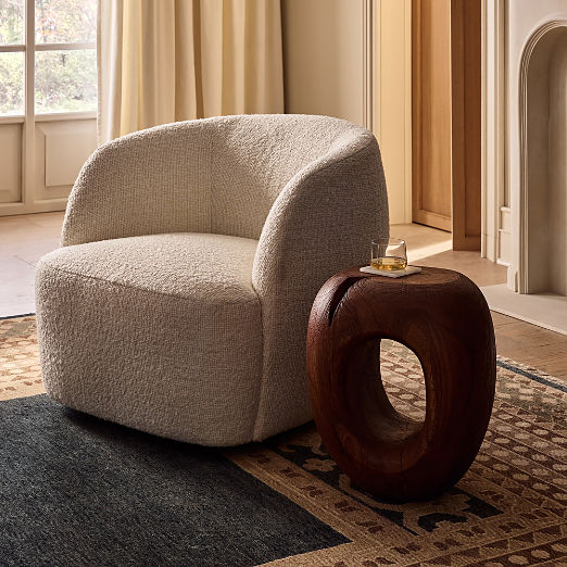 Gwyneth Ivory Boucle Swivel Chair by goop