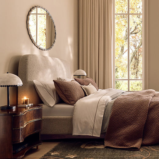 Auburn Warm White Boucle Upholstered Bed