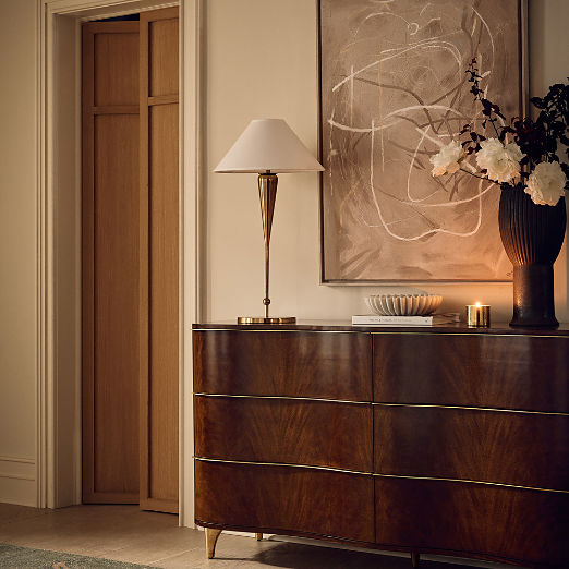 Egan 70" Mahogany Wood 6-Drawer Dresser