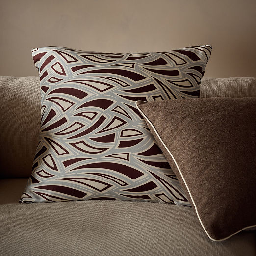 Varenna Italian Patterned Silk Throw Pillow with Down Alternative Insert 23"x23"