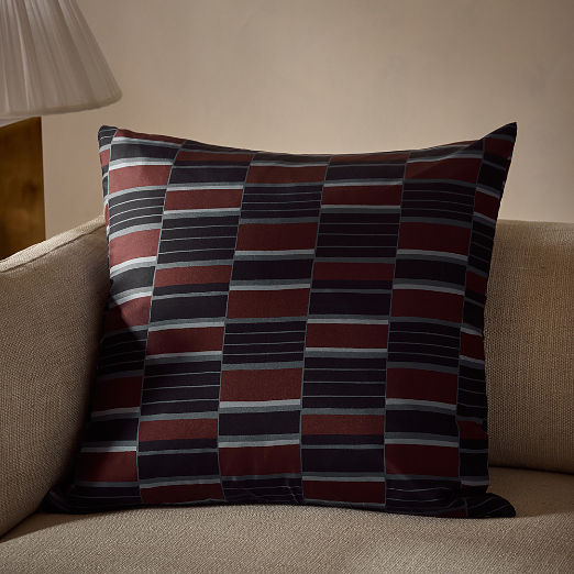 Caslano Italian Patterned Silk Throw Pillow with Down Alternative Insert 23"X23"