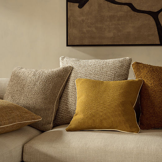 Strada Dull Gold Woven Italian Wool Throw Pillow 20"x20"