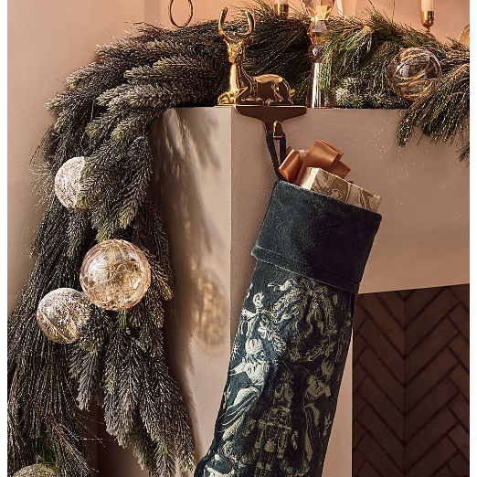 Nutcracker Kingdom Green Velvet Christmas Stocking