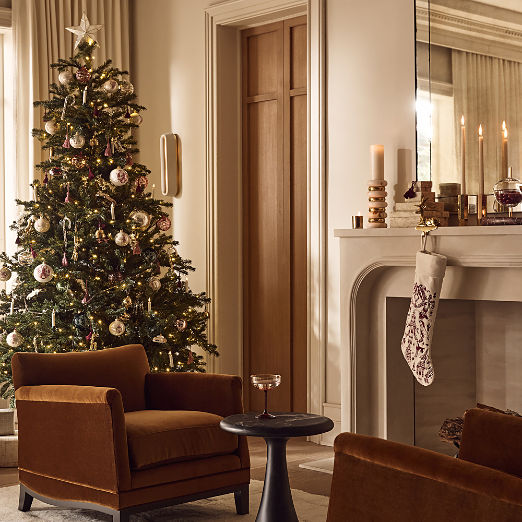 Olson Cognac Brown Velvet Accent Chair Set of 2