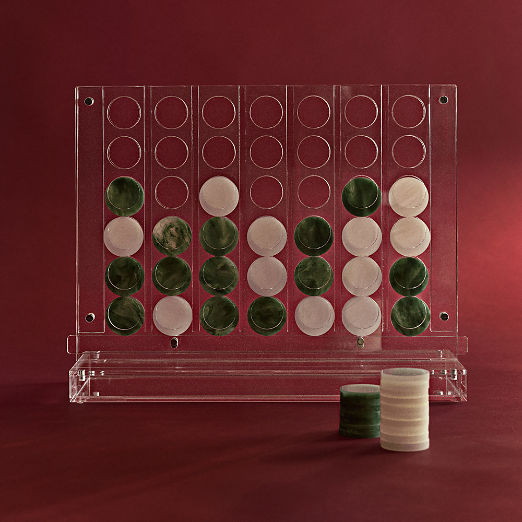 Warm White and Green Acrylic Four in a Row Game