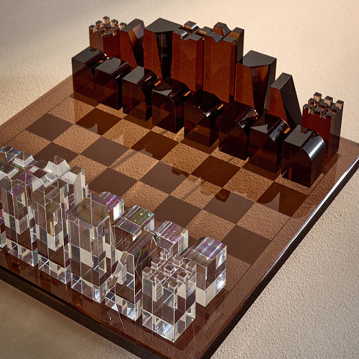 Sienna Brown and Clear Acrylic Chess Set