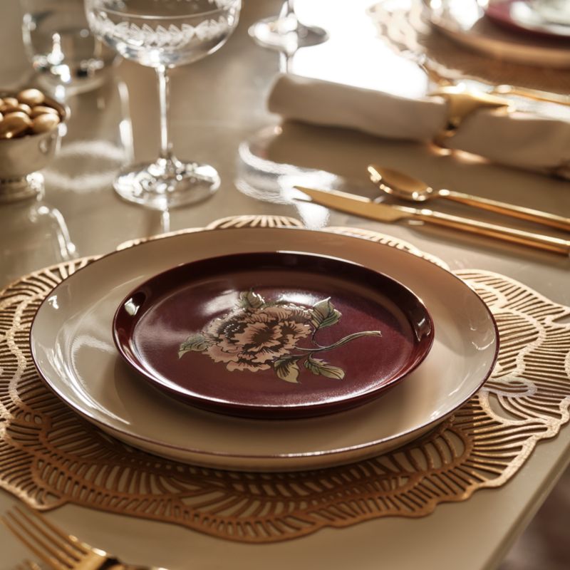Contact Winter Peony Red Ceramic Salad Plate - image 3 of 4