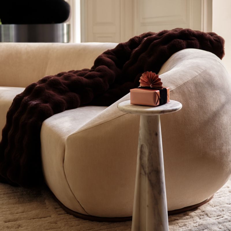 Farleigh Double-Sided Dark Brown Faux Fur Throw Pillow With Feather-Down Insert And Throw Blanket Set - image 6 of 7