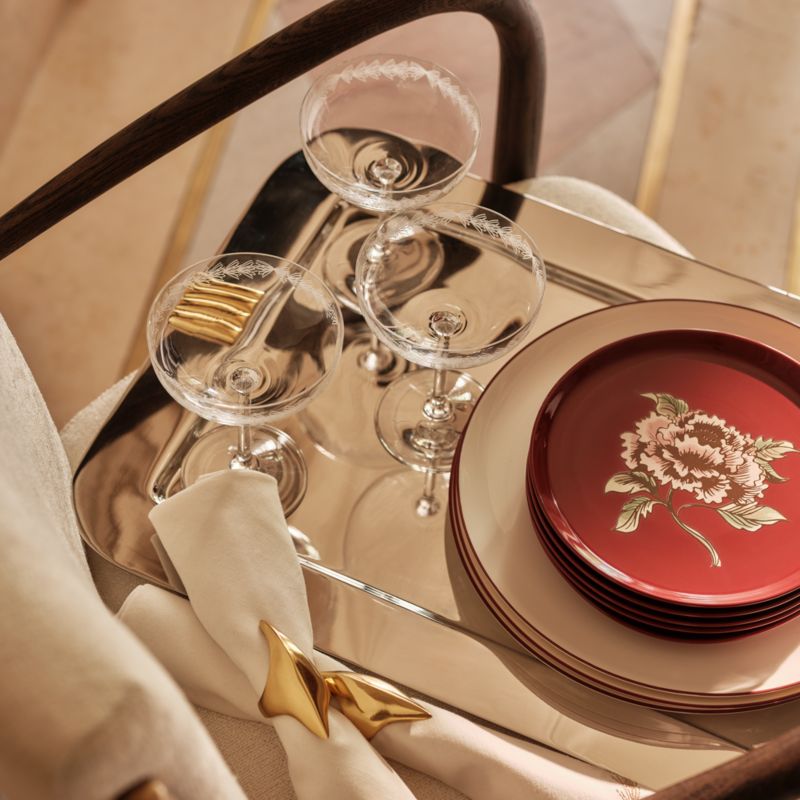 Contact Red Rim Ceramic Dinner Plates Set of 8 - image 5 of 11