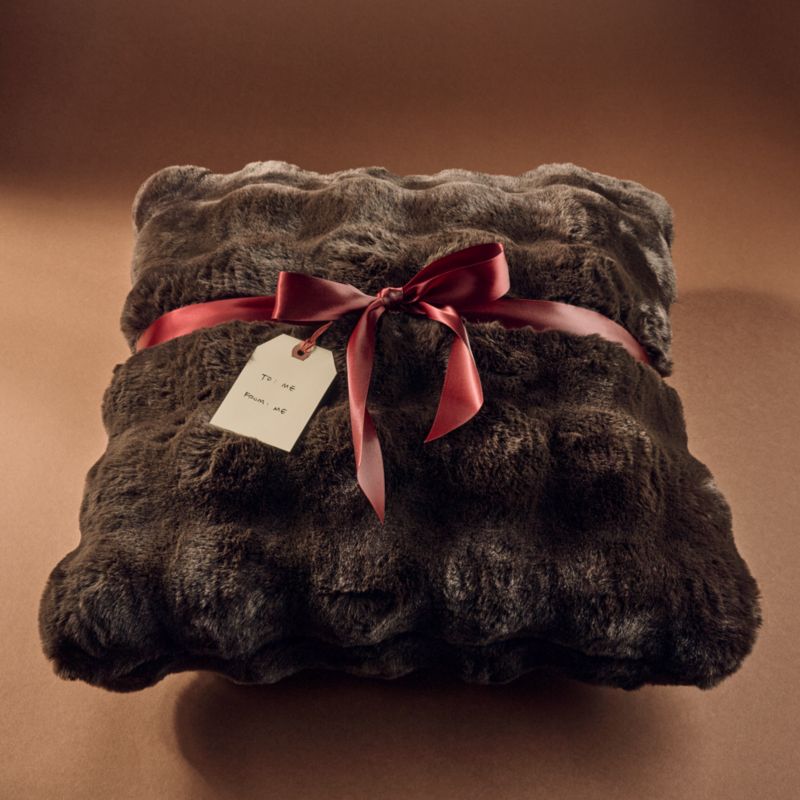 Farleigh Double-Sided Dark Brown Faux Fur Throw Pillow With Down-Alternative Insert 20"X20" - image 4 of 6