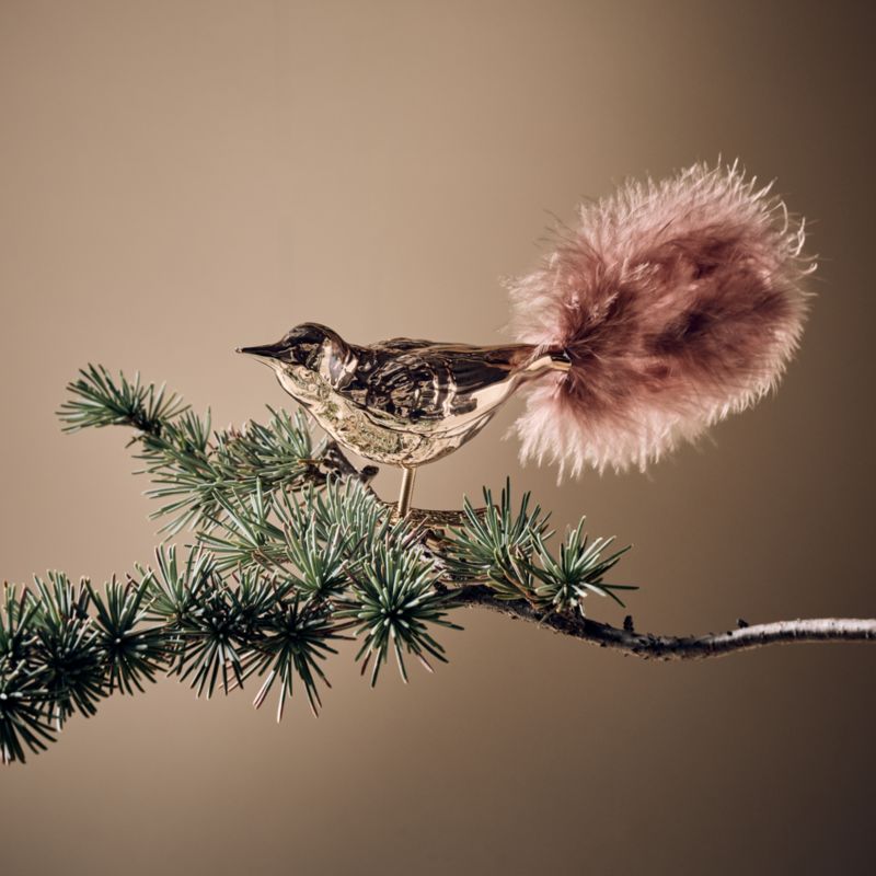 Brambling Bird Bronze Hand-Painted Glass Christmas Tree Ornament Clip - image 4 of 5