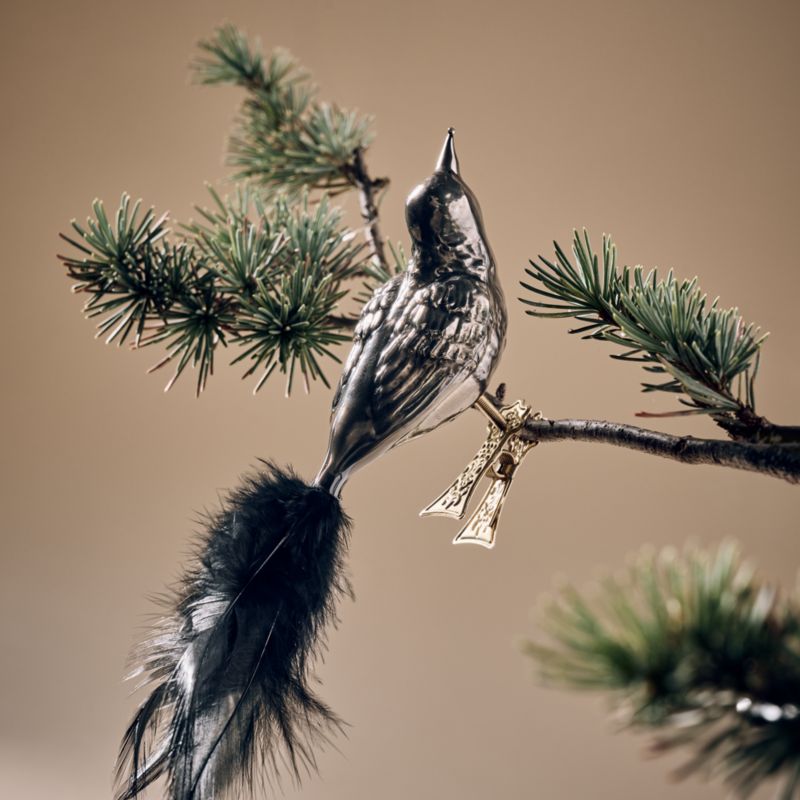 Brambling Bird Black Hand Painted Glass Christmas Tree Ornament Clip - image 4 of 5