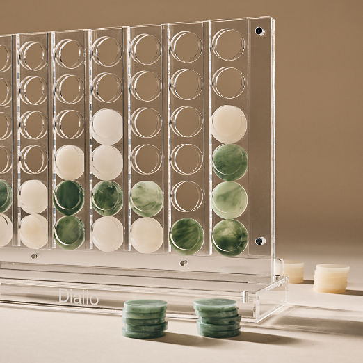 Warm White and Green Acrylic Four in a Row Game
