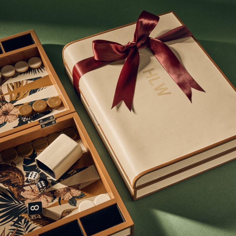 Warm Neutral Faux Leather Backgammon Game Set - image 5 of 6