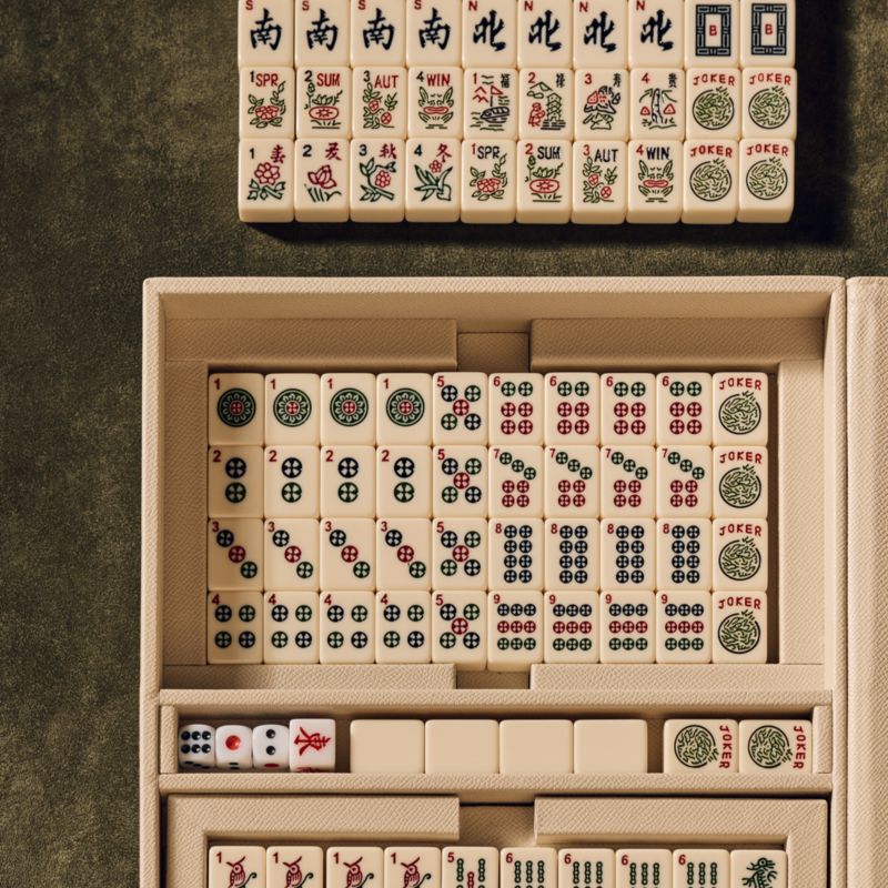 Ivory Faux Leather Mahjong Game Set - image 4 of 5