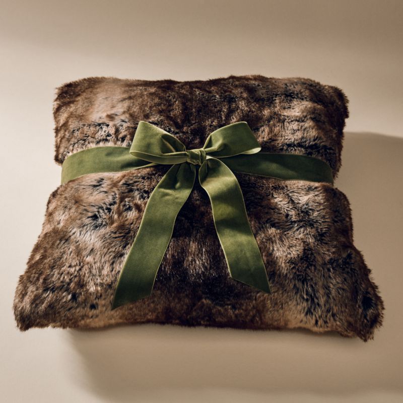 Dorian Brown Faux Fur Throw Pillow With Down-Alternative Insert 20"x20" - image 4 of 6