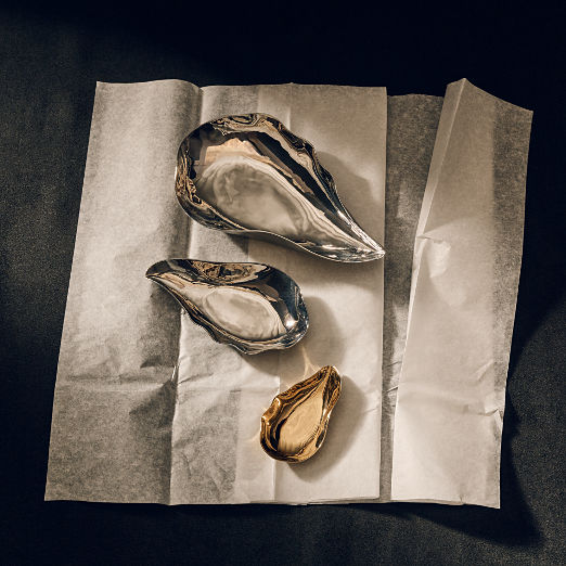 Stainless Steel and Brass 3-Piece Nesting Oyster Pinch Bowl Set