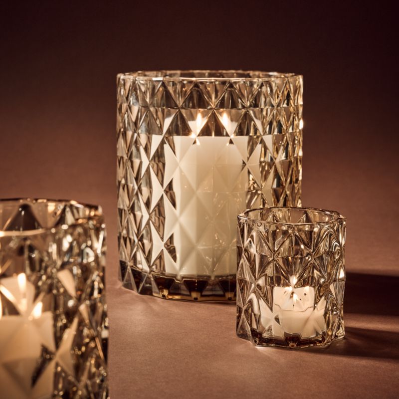Betty Amber Glass Hurricane Candle Holder Large - image 3 of 7
