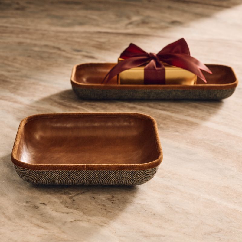 Archivist Leather and Herringbone Rectangular Catchall Dish by Todd Snyder - image 1 of 6