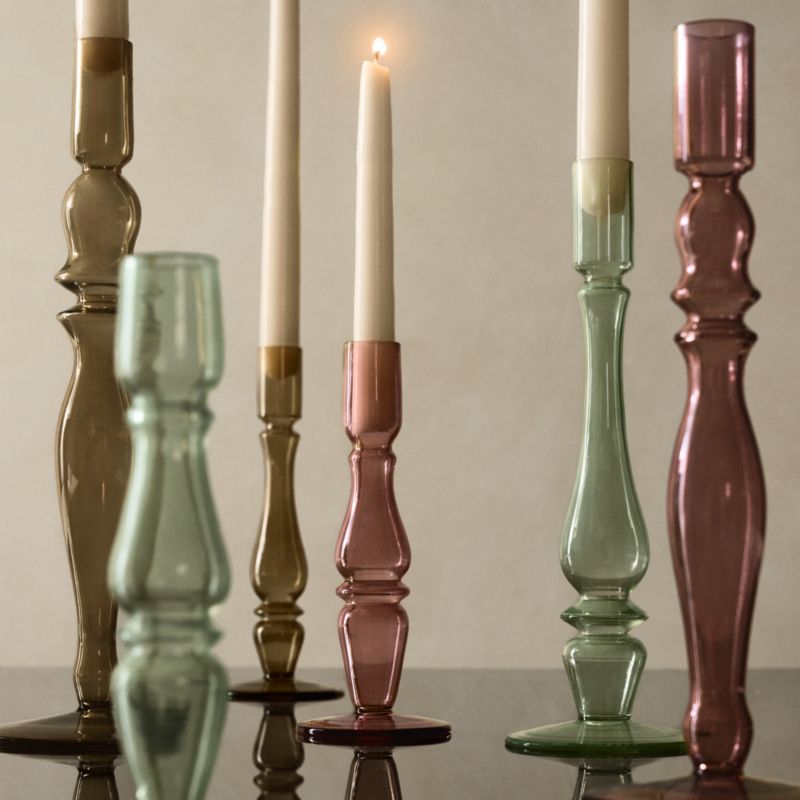 Alloro Multi-Colored Glass Taper Candle Holders Short Set of 3 - image 4 of 5